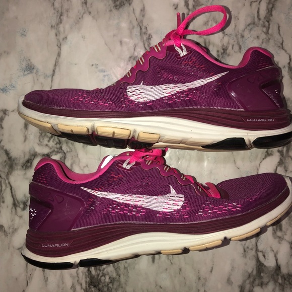 Nike LunarLon pink purple sneakers womens Size:8 - Picture 10 of 12